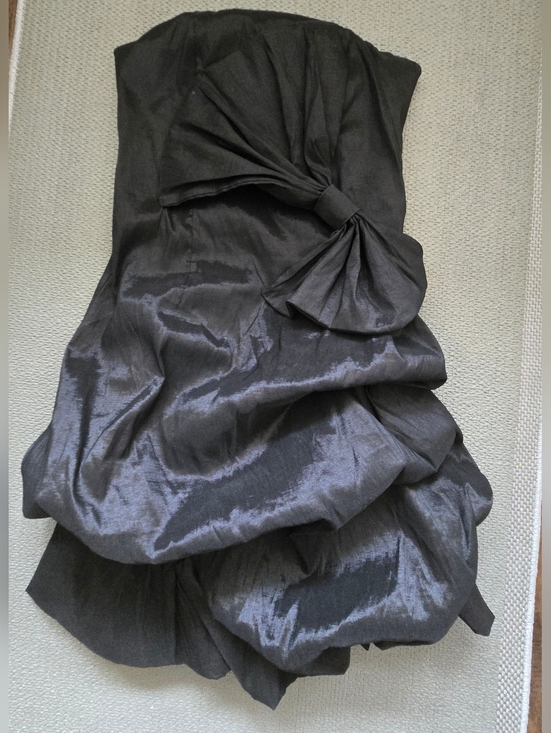 Daisy Dresses & Skirts - Daisy Strapless Black Taffeta Cocktail Dress with Side Bow Size S